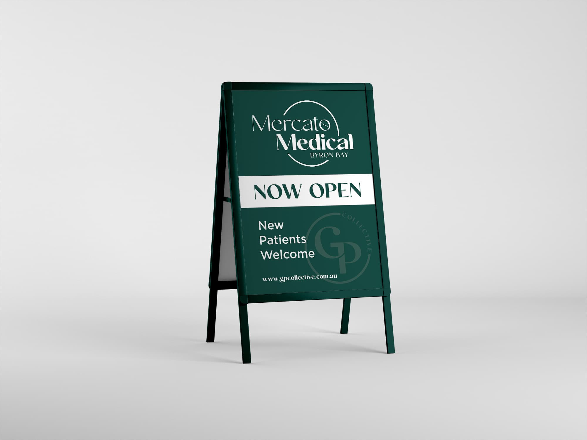 GP Collective A-frame signage mockup
