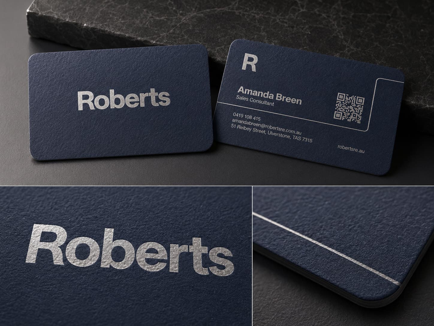Foil business card print detail by Brand in Black