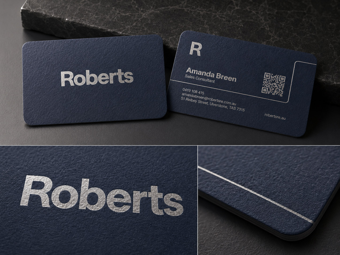 Roberts Real Estate foil business card by Brand in Black