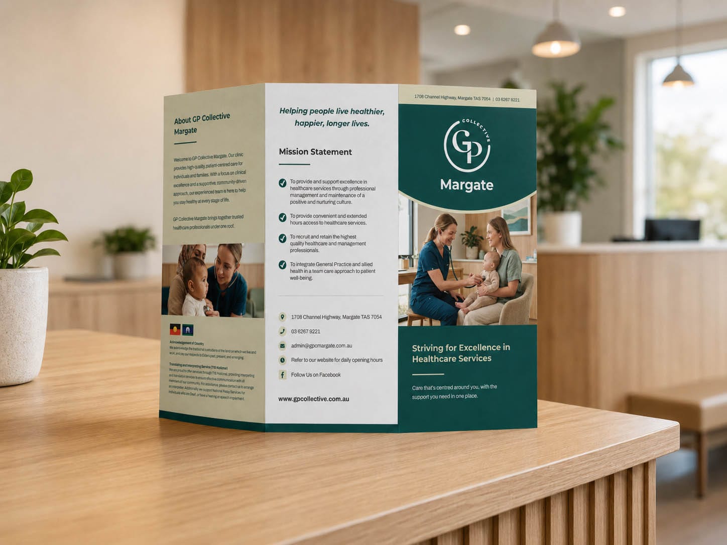 GP Collective Margate tri-fold brochure by Brand in Black